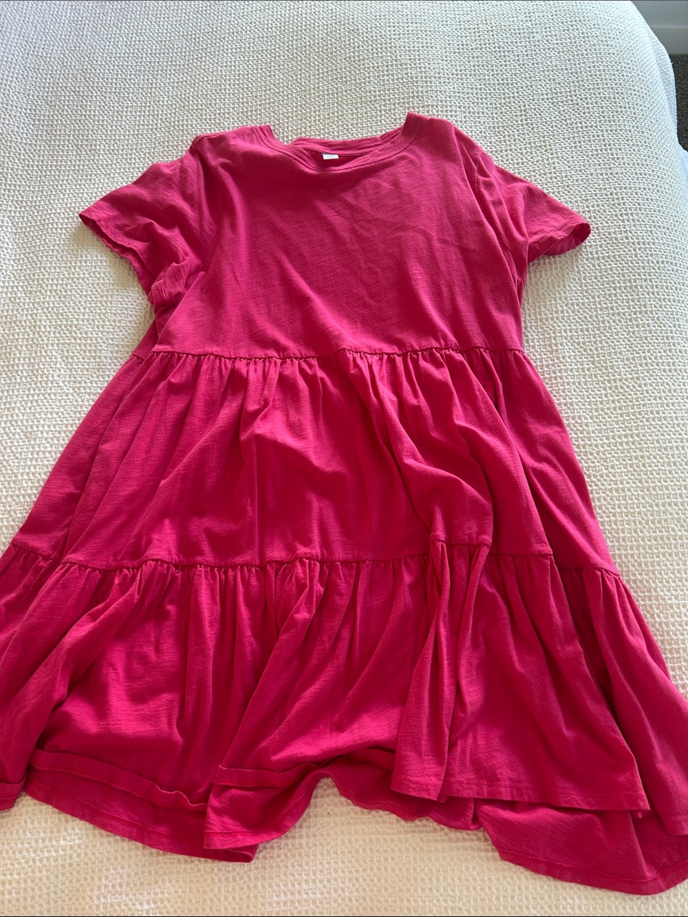 Old Navy Hot Pink Tiered Short-Sleeve Cotton Dress